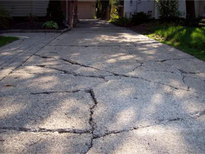 cracked concrete driveway